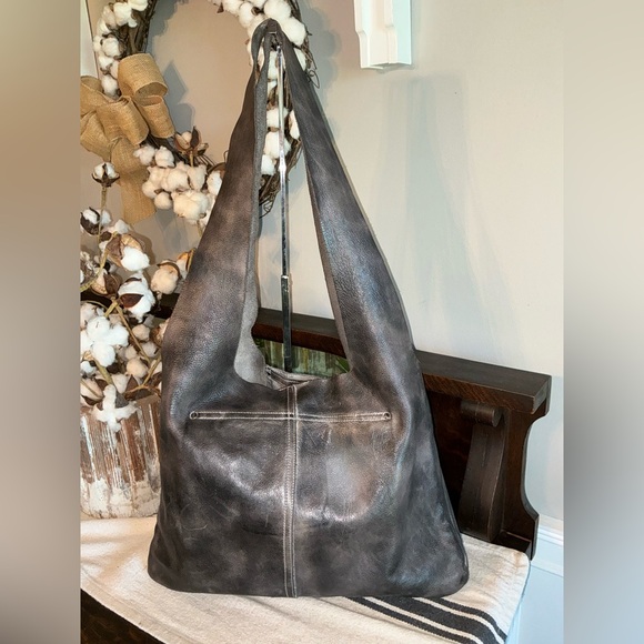 Bed Stu Leather Ariel Hobo Slouch Shoulder Bag Black Dip Dyed Retail $245 - Picture 2 of 14